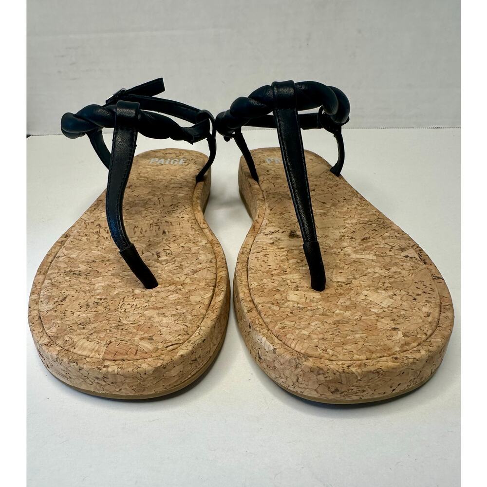 PAIGE Women's Dawn T Strap Slingback Thong Sandals Black Size 7 NEW